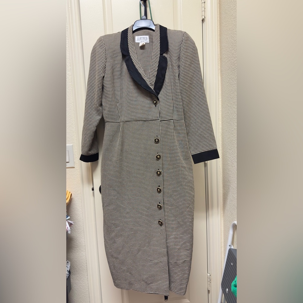 Julian Taylor Black and White Houndstooth Dress